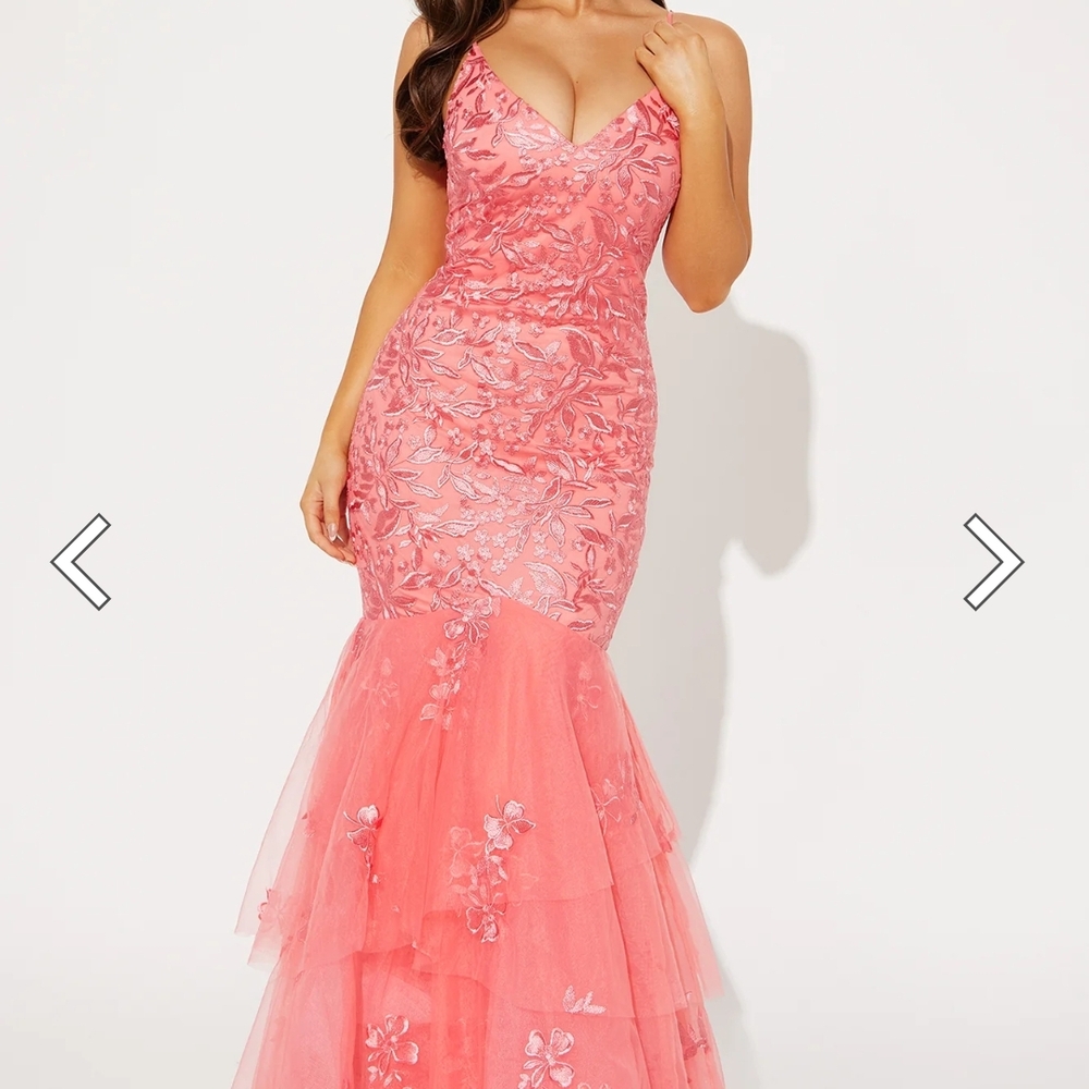 Elegant Pink Floral Evening Gown